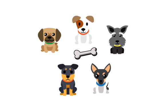 Animals Dogs Cute Illustrations Set Review