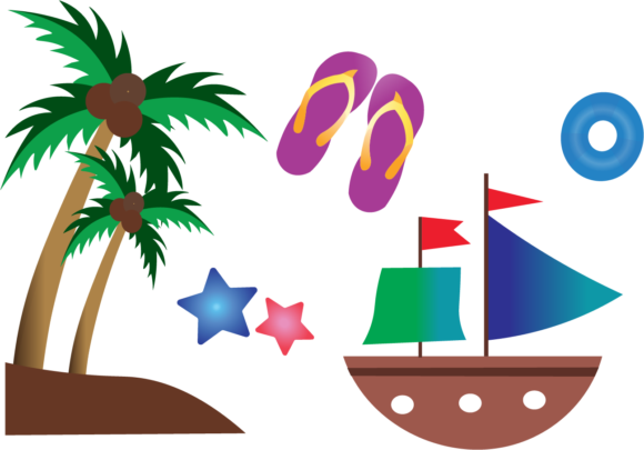 Beach Set Illustrations Vector: Graphics & Illustrations Review