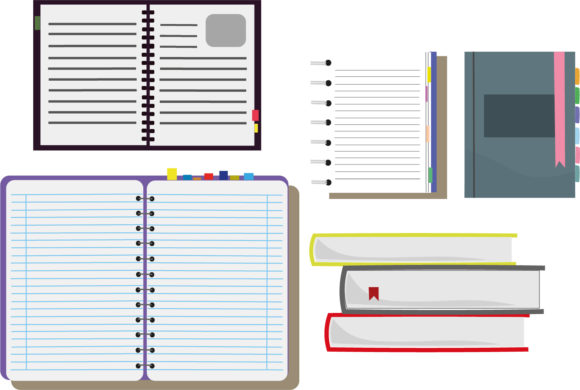 Books Set Design Illustrations Vector Graphics Review