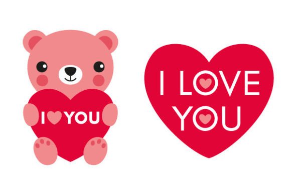 Cute Bear and Red Heart Graphics & Illustrations