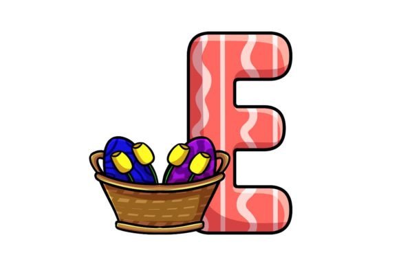 Cute Easter Egg Alphabet E Graphics & Illustrations