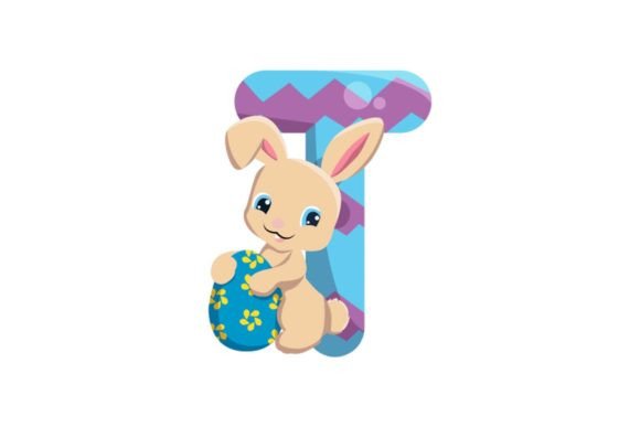 Cute Easter Egg Alphabet T Graphics & Illustrations