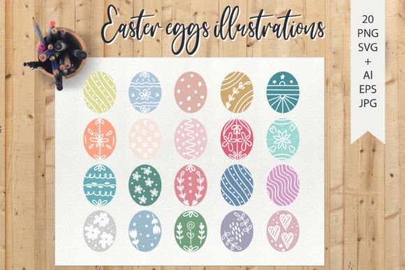 Easter Eggs Illustrations: Graphics & Design