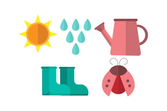 Gardening Flat Design Illustrations Set Graphics