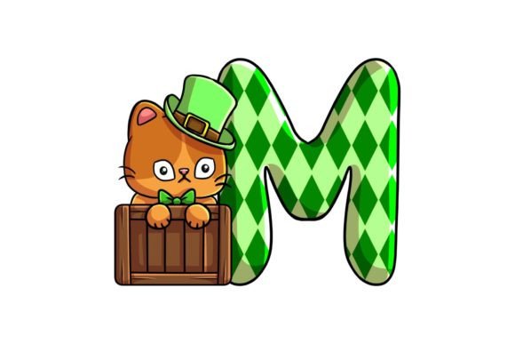 St Patrick Cat Alphabet M Graphics & Illustrations