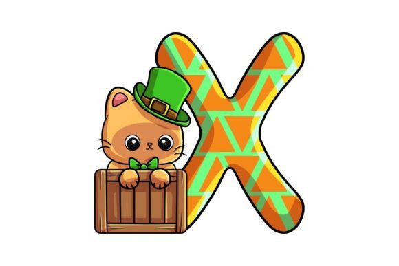 St Patrick Cat Alphabet X Graphics & Illustrations