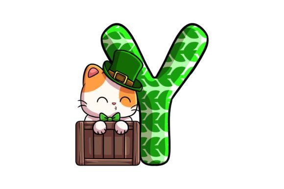 St Patrick Cat Alphabet Y Graphics & Illustrations