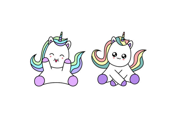 Unicorn Illustrations Kawaii Designs Set Graphics Review