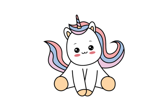 Unicorns Kawaii Vector Illustrations: Graphics & Design
